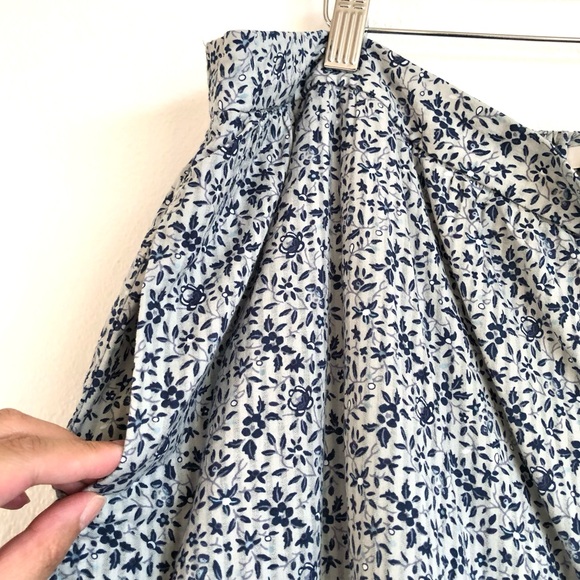 Madewell Blue Grey Floral Tiered Cotton Midi Skirt Size 2X Cottagecore Boho - Picture 4 of 11